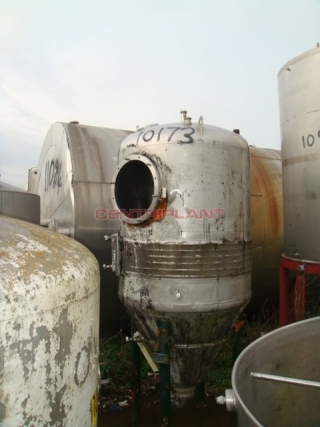10173 - 1,800 LITRE STAINLESS STEEL JACKETED TANK, CONICAL FERMENTER .