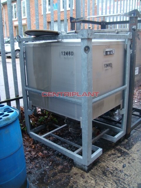 12460 - 1,000 LITRE STAINLESS STEEL SQUARE TRANSIT TANK