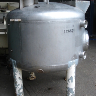 12657 - 1,200 LITRE VERTICAL STAINLESS STEEL TANK, DISHED ENDS