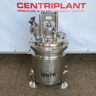12676 - 50 LITRE STAINLESS STEEL STEAM JACKETED PRESSURISED MIXING TANK.