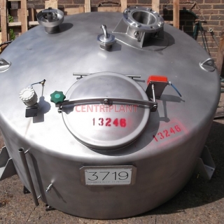 13246 - 1,600 LITRE GRADE 316  STAINLESS STEEL TANKS, DISH TOP CONICAL BASE, SIDE SUPPORT GUSSETS