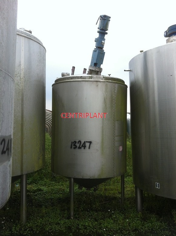 13247 - 3,500 LITRE STAINLESS STEEL MIXING TANK ,TRACE HEATED INSULATED AND CLAD