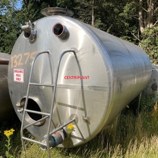 13275 - 9,000 LITRE HORIZONTAL STAINLESS STEEL TANKS INSULATED AND CLAD WITH WELDED STAINLESS STEEL