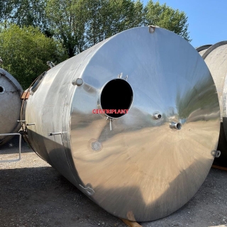 13417 - 15,000 LITRE VERTICAL GRADE 316 STAINLESS STEEL TANK, CONICAL ENDS TANKS STANDING ON MILD STEEL LEGS