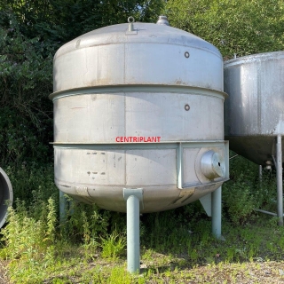 13681 - 12,000 LITRE VERTICAL STAINLESS STEEL TANK, DISHED ENDS, TANK STANDING ON THREE LEGS