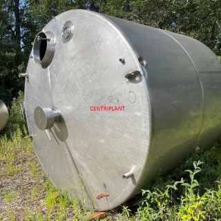 13810 - 13,250 LITRE VERTICAL STAINLESS STEEL TANK INSULATED AND CLAD WITH WELDED STAINLESS STEEL.