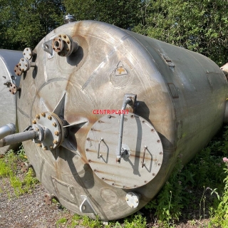 14354 - 17,800 LITRE VERTICAL STAINLESS STEEL TANKS, DISHED ENDS, TANK STANDING ON LEGS