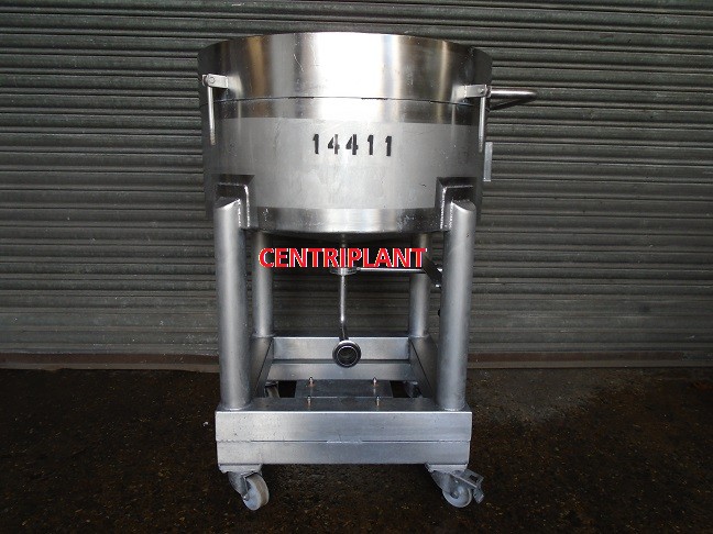 14411 - 170 LITRE STAINLESS STEEL OPEN TOP TANK MOUNTED ON WHEELS