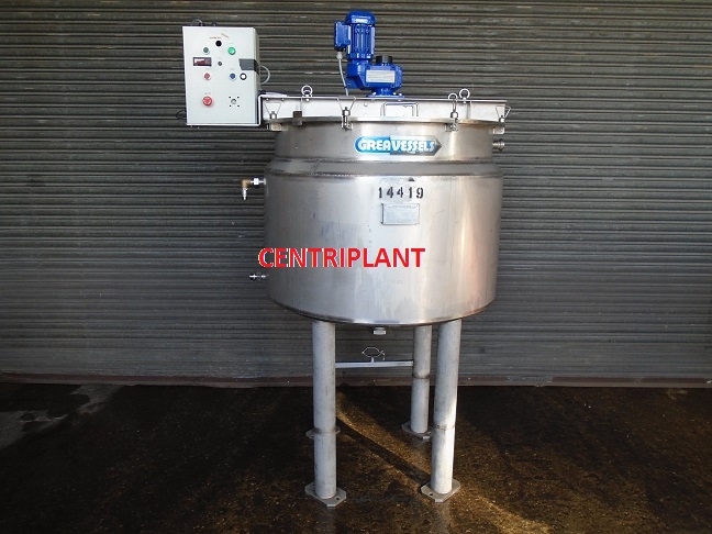 14419 - 500 LITRE STEAM JACKETED MIXING TANK