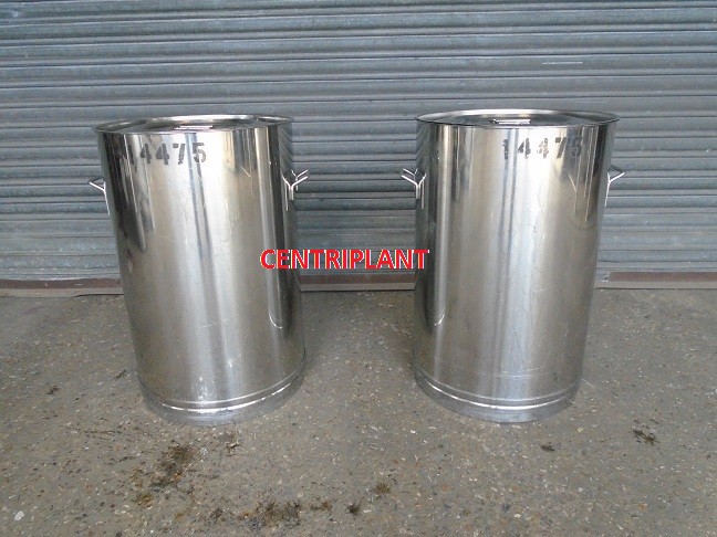 14475 - 95 LITRE STAINLESS STEEL OPEN TOP TANKS MOUNTED ON WHEELS