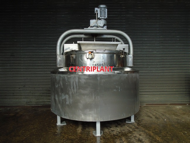 14505 - 750 LITRE STEAM JACKETED SIDE SCRAPE MIXING TANK
