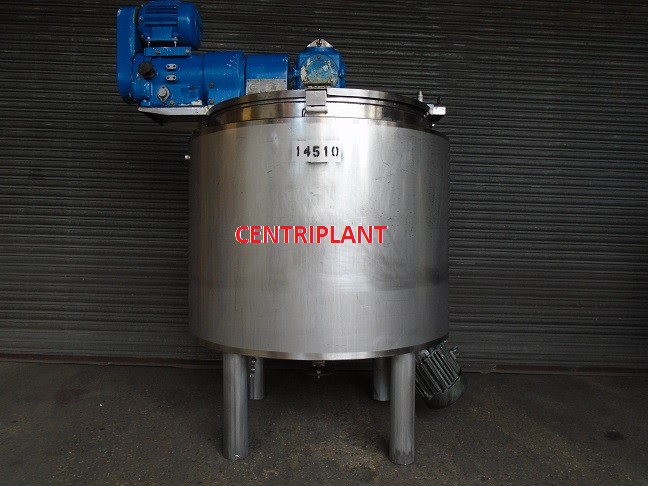 14510 - 750 LITRE STAINLESS STEEL JACKETED SIDE SCRAPE CONTRA ROTAING MIXING TANK WITH HIGH SHEAR MIXER