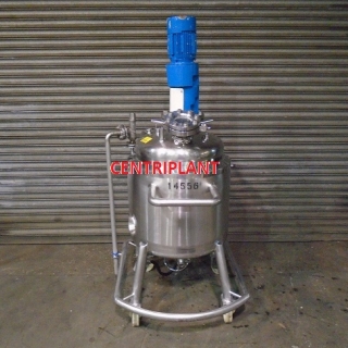 14556 - 110 LITRE GRADE 316 L STEAM JACKETED MIXING TANK MOUNTED ON WHEELS