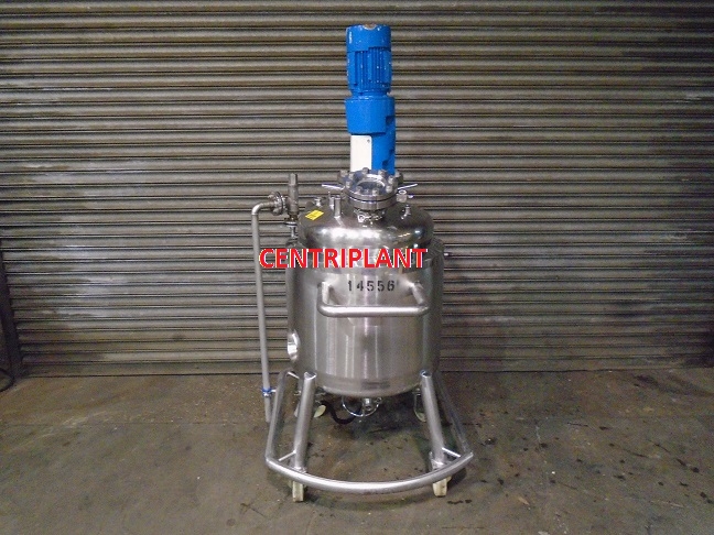 14556 - 110 LITRE GRADE 316 L STEAM JACKETED MIXING TANK MOUNTED ON WHEELS