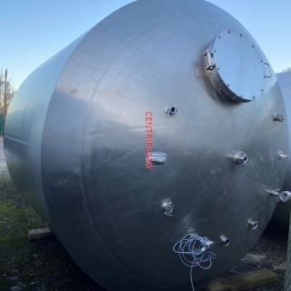 14575 - 15,000 LITRE GRADE 316 STAINLESS STEEL TANK INSULATED AND CLAD WITH WELDED STAINLESS STEEL CLADDING