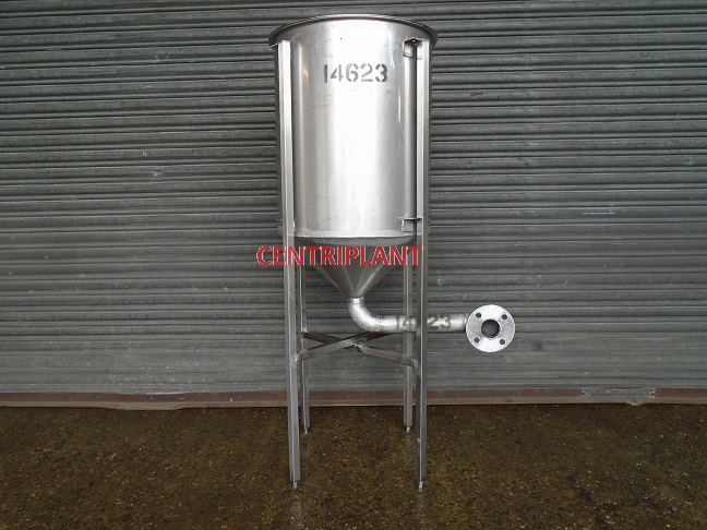 14623 - 120 LITRE STAINLESS STEEL OPEN TOP TANK, CONICAL BASE