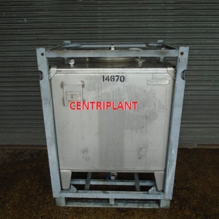 14670 - 1,000 LITRE STAINLESS STEEL IBC IN GALVANISED FRAME