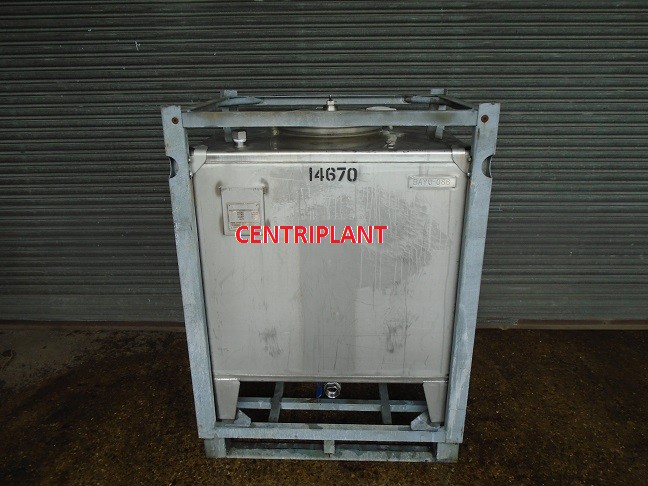 14670 - 1,000 LITRE STAINLESS STEEL IBC IN GALVANISED FRAME