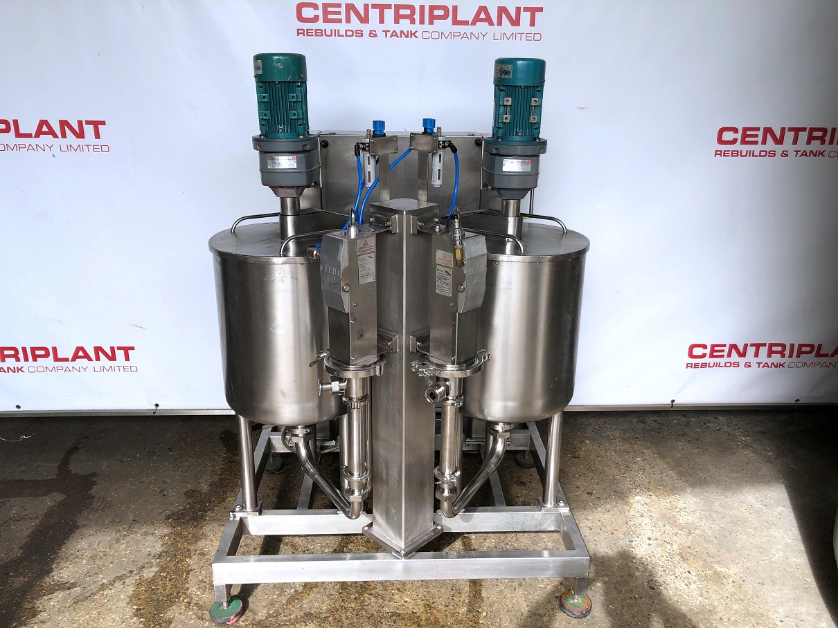 14676 - 60 LITRE GRADE 316 STAINLESS STEEL TWIN ELECTRICAL HEAD MIXING TANKS