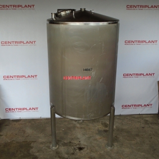 14687 - 4,500 LITRE VERTICAL STAINLESS STEEL TANK, CONICAL BASE, TANK STANDING ON STAINLESS STEEL LEGS