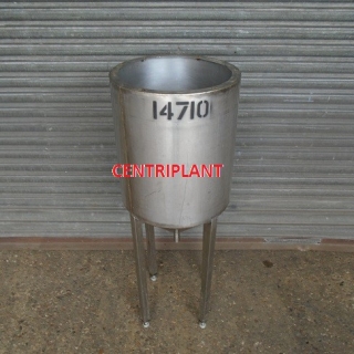 14710 - 65 LITRE STAINLESS STEEL SINGLE SKIN OPEN TOP TANK WITH CONICAL BOTTOM