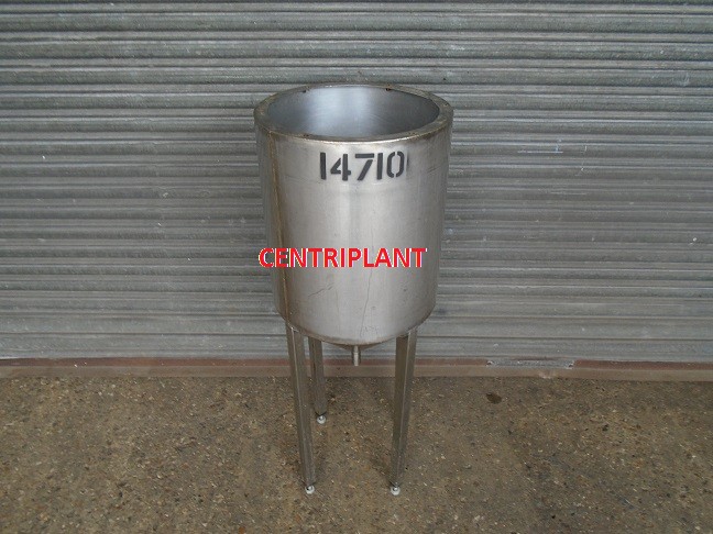 14710 - 65 LITRE STAINLESS STEEL SINGLE SKIN OPEN TOP TANK WITH CONICAL BOTTOM