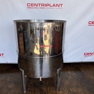 14951 - 1,000 LITRE STAINLESS STEEL OPEN TOP TANKS WITH LID AND SLOPING BASE