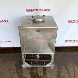 15141 - 1,000 LITRE STAINLESS STEEL TRANSPORT TANK. DENT ON SIDE