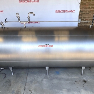 15169 - 6,500 LITRE HORIZONTAL STAINLESS STEEL TANK INSULATED AND CLAD