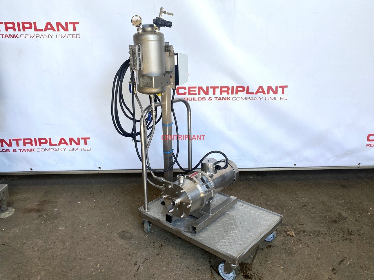 15202 - SILVERSON HIGH SHEAR MODEL 400LS 3KW MOUNTED ON MOBILE BASE WITH PRESSURE VESSEL