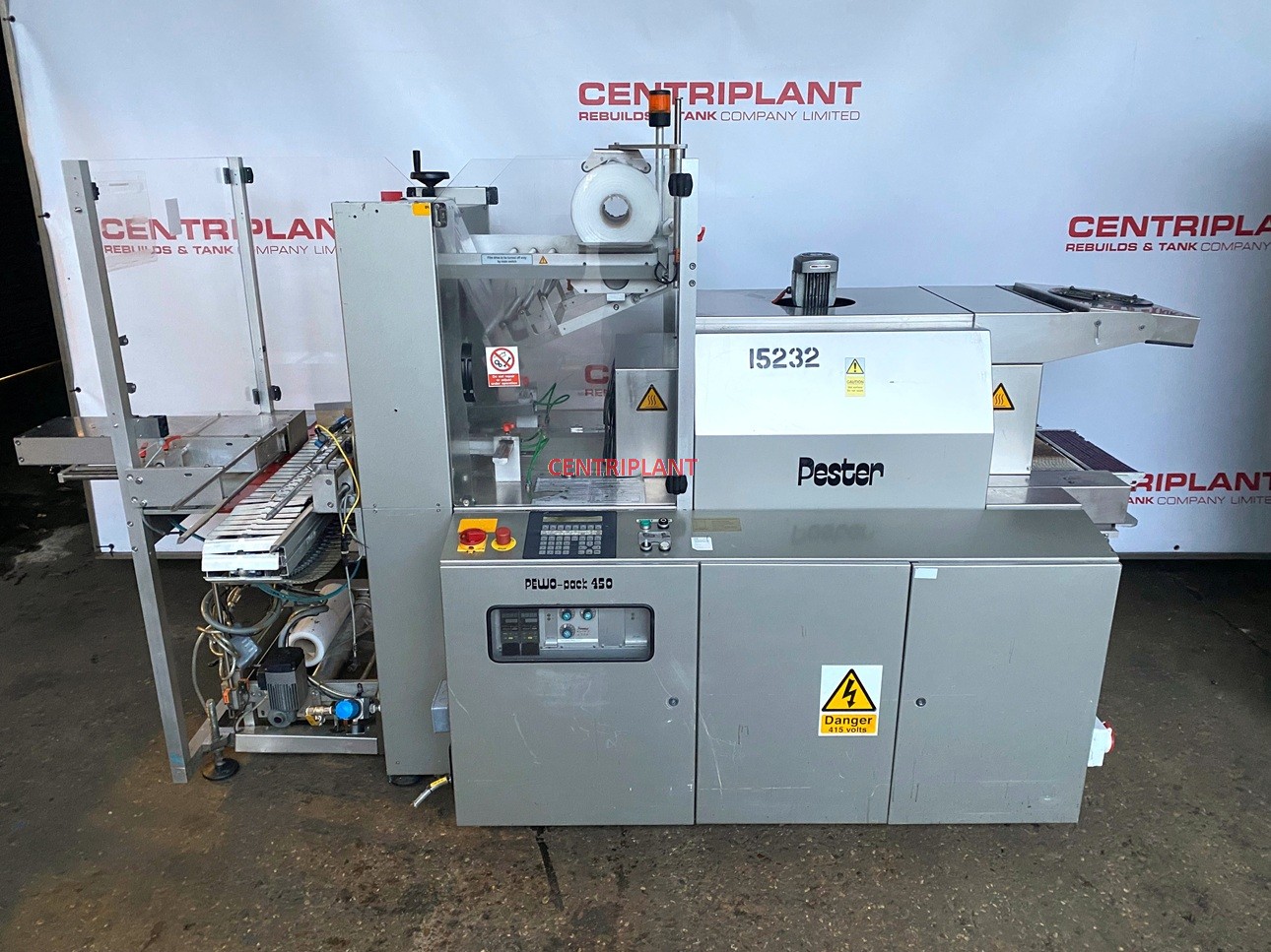 15232 - PESTER SIDE INFEED SLEEVE SEALER AND SHRINK WRAP TUNNEL TYPE:PEWO-PACK 450