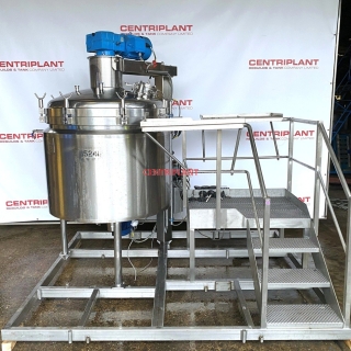 15241 - 800 LITRE STAINLESS STEEL GIUSTI ANCHOR MIXING VACCUM TANK WITH HIGH SHEAR ON SKID
