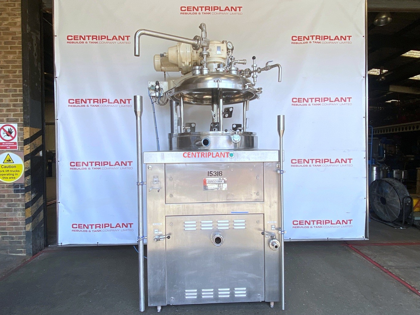 15316 - BECOMIX TYPE RW 500 LITRE STAINLESS STEEL STEAM JACKET, PRESSURE/VACUUM, ANCHOR/HIGH SHEAR 24.5KW