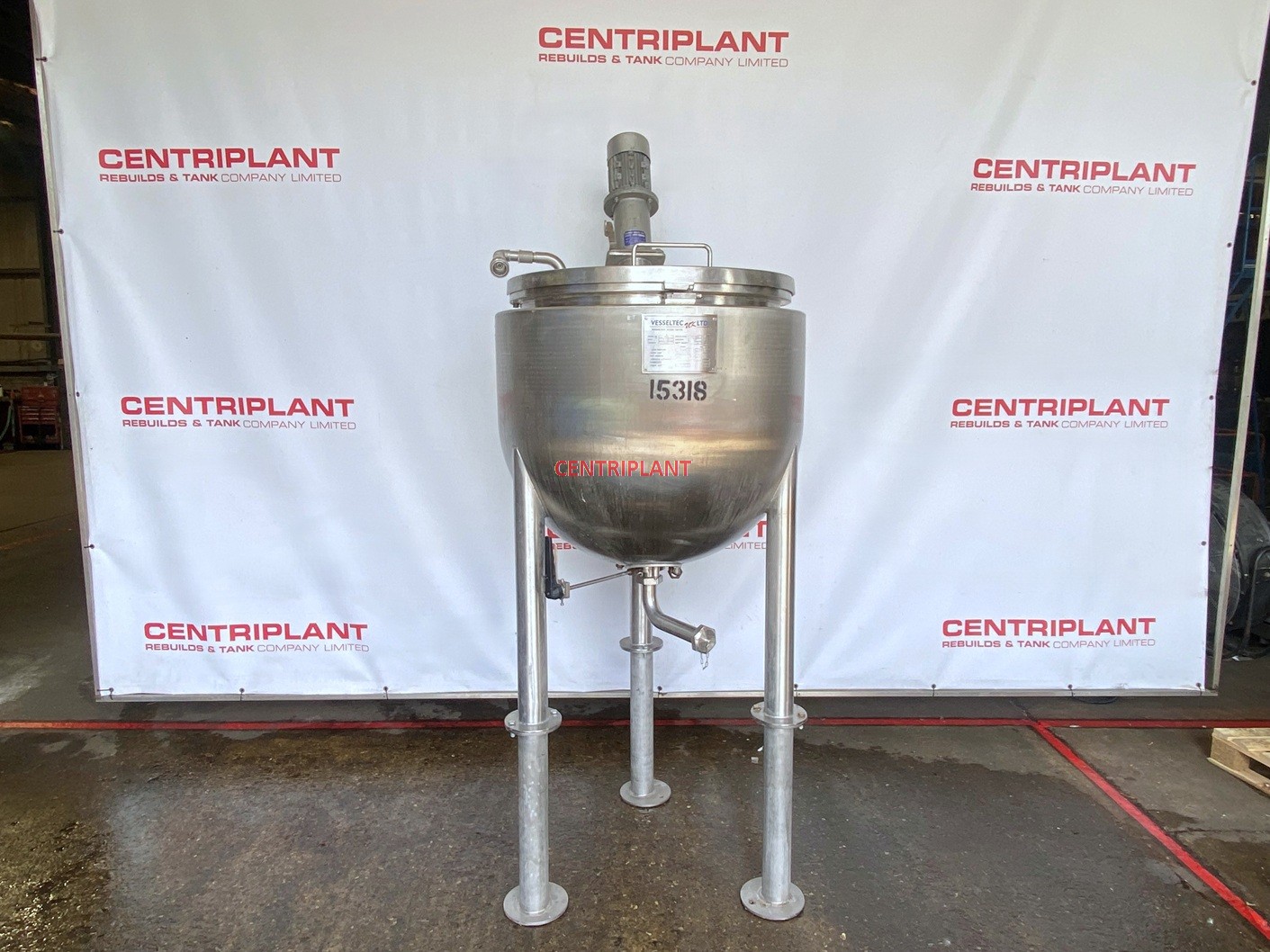 15318 - 300 LITRE STAINLESS STEEL STEAM JACKETED MIXING PAN 1.1 KW