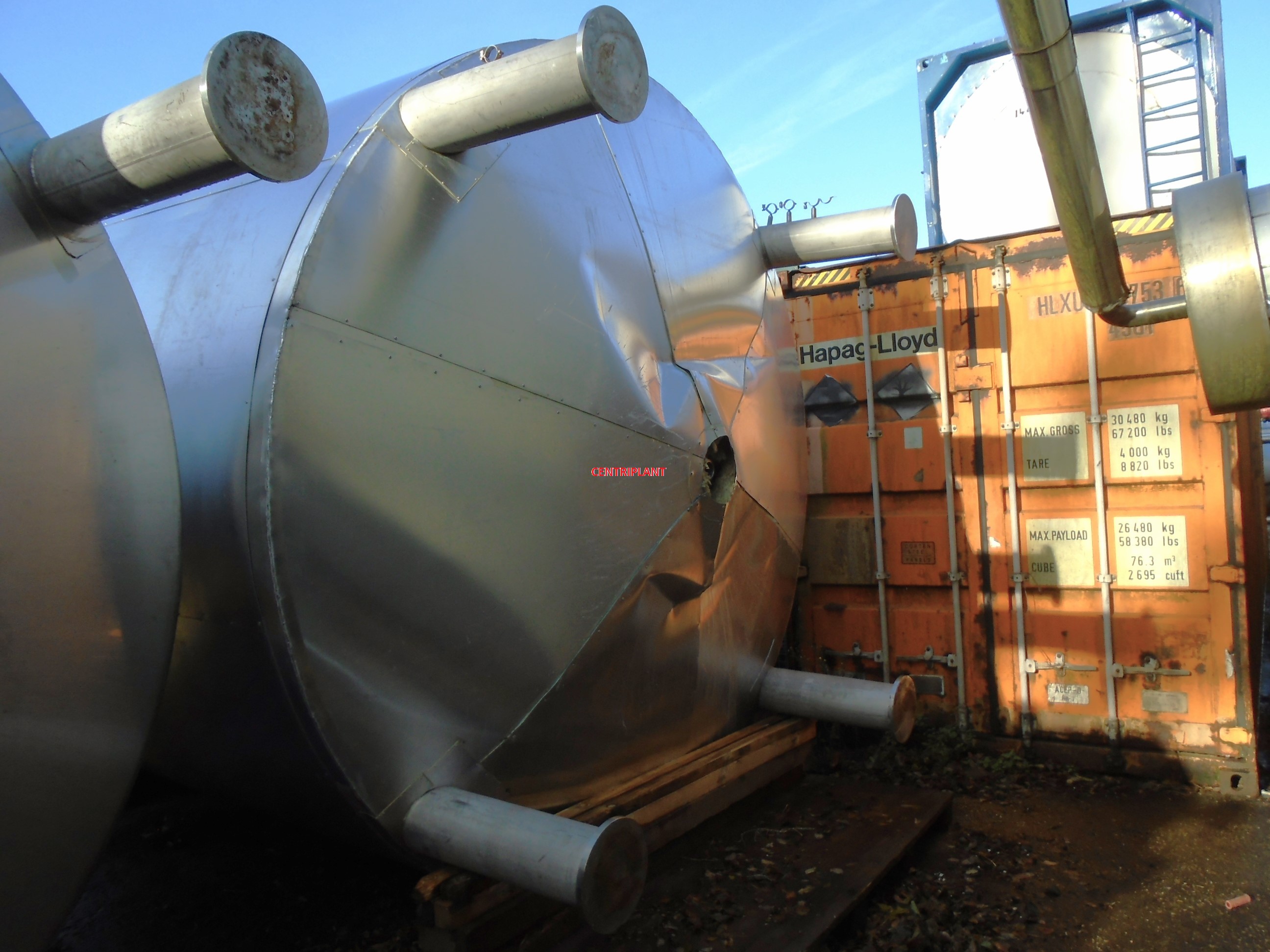 96373 - 26,000 LITRE VERTICAL STAINLESS STEEL TANK, INSULATED AND CLAD WITH POP RIVED STAINLESS STEEL CLAD