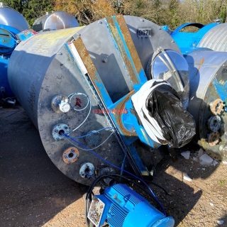 96711 - 7,500 LITRE STAINLESS STEEL ATEX RATED 24 KW MIXING TANK